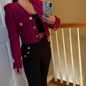 ADL x Raisa Vanessa velvet raspberry pink blazer jacket fold buttons small s